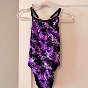 TYR Purple and Black Swirl Racerback One-Piece